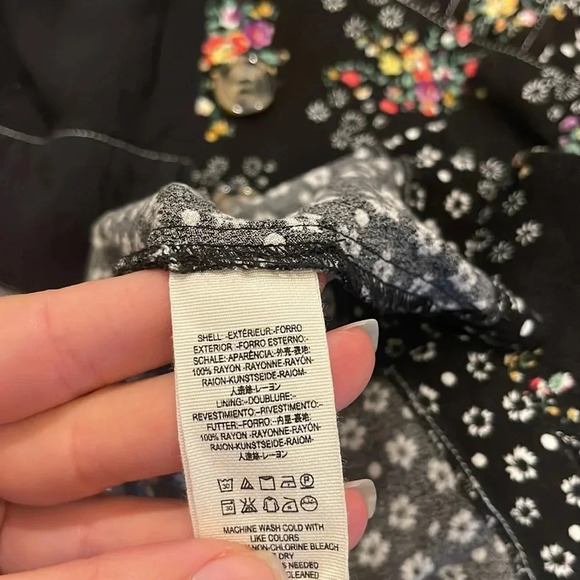 Free People - Wonderland Printed A-Line Mini Dress - Size XS - Black Floral - Picture 8 of 8